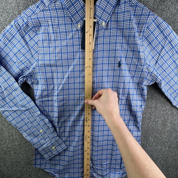NWT Ralph Lauren Button Up Shirt Long Sleeve Slim Fit Blue Plaid Small Men - Picture 3 of 15